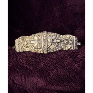 Vintage Ledo Art Deco Crystal Bracelet with Safety Chain